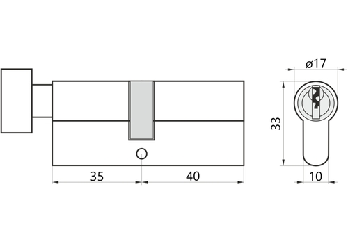 Wkładka do drzwi do zamka 35g/40 M&D A2 z gałką 2