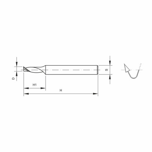 Frez trzpieniowy VHM spiralny Z2 D1,5xH14xH38xS3,175 1 do grawerowania GLOBUS 4