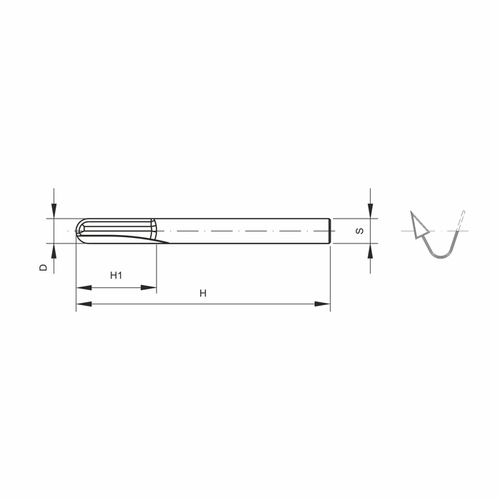 Frez trzpieniowy VHM kulisty Z2 D6xH122xH50xS6 2 do grawerowania GLOBUS 4