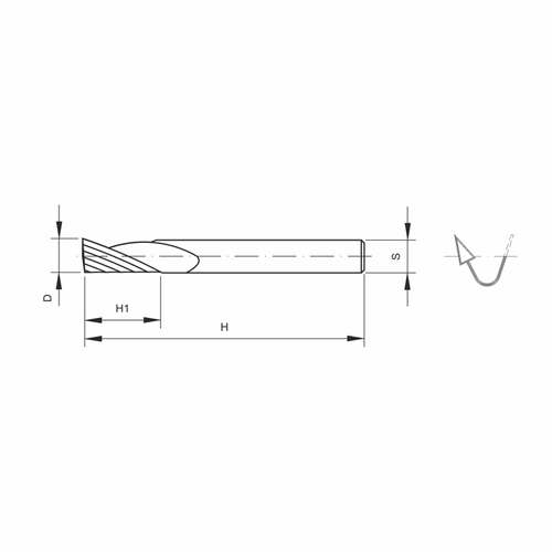 Frez trzpieniowy VHM spiralny Z1 D2xH16xH38xS3,175 1 do grawerowania GLOBUS 4
