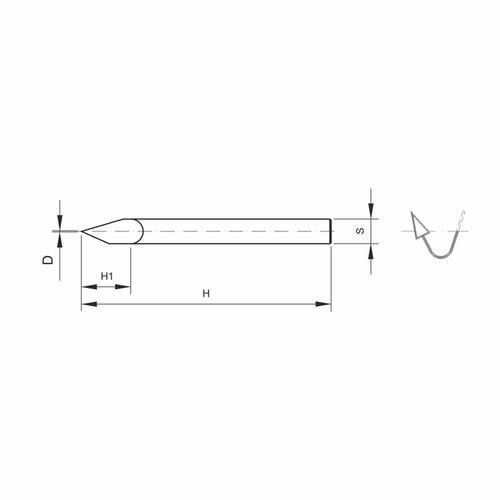 Frez trzpieniowy VHM ostry V D0,2xH130xH40xS3,175 1 do grawerowania GLOBUS 11