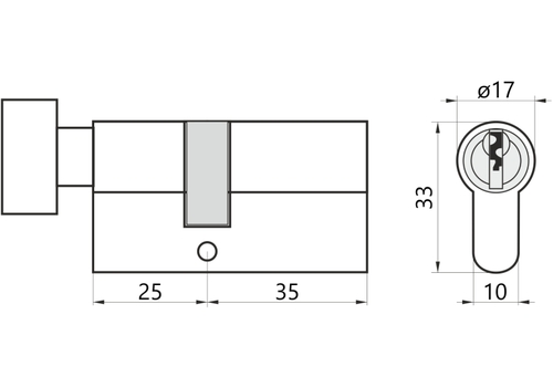 Wkładka do drzwi do zamka 25g/35 M&D A2 z gałką 2