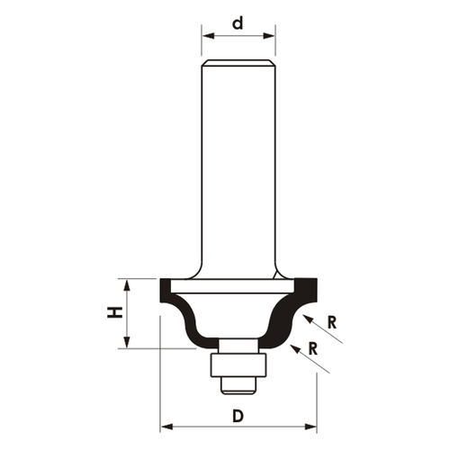 Frez kształtowy CNC PREMIUM D34,9xH15,7xd8 / RR5,6/R5,6 z łożyskiem dolnym GLOBUS 6
