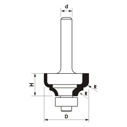Frez kształtowy CNC PREMIUM D25,4xH12,7xd8 / RR3,2/R3,2 z łożyskiem dolnym GLOBUS 3