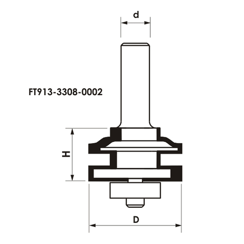 Frez kształtowy CNC PREMIUM D33,9xH25,4xd8 wzdłużny do ramek drzwi meblowych z łożyskiem dolnym GLOBUS 8