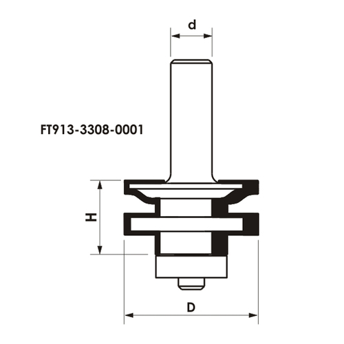 Frez kształtowy CNC PREMIUM D33,9xH25,4xd8 poprzeczny do ramek drzwi meblowych z łożyskiem dolnym GLOBUS 7