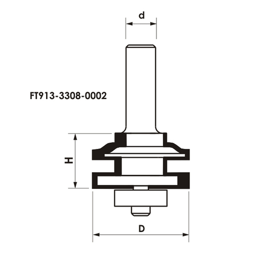 Frez kształtowy CNC PREMIUM D33,9xH25,4xd8 poprzeczny do ramek drzwi meblowych z łożyskiem dolnym GLOBUS 8