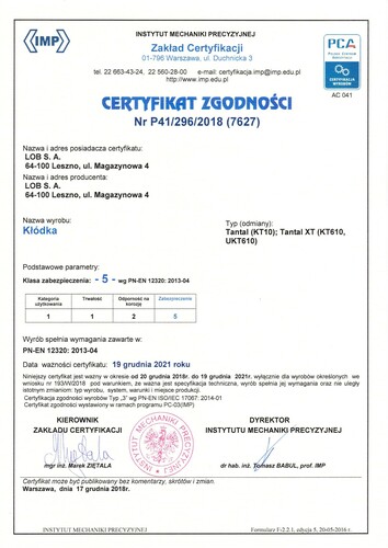Kłódka znalowa trzpieniowa atestowana TANTAL XT LOB KT610 3