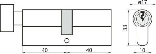 Wkładka do drzwi do zamka 40g/40 E1 z gałką Gerda nikiel 2