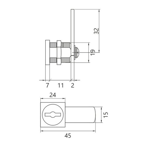 Zamek EURO-LOCKS C055532 kwadrat/PRO 18.5/11mm 5