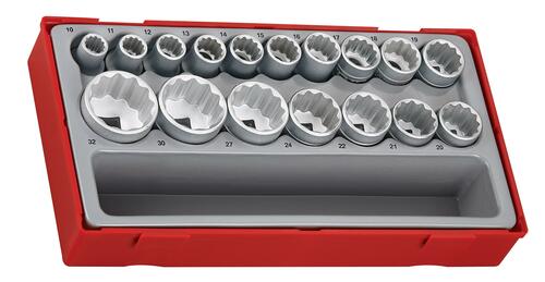 17-elementowy zestaw nasadek 12-kątnych z chwytem kwadratowym 1/2'', Teng Tools TT1217 2