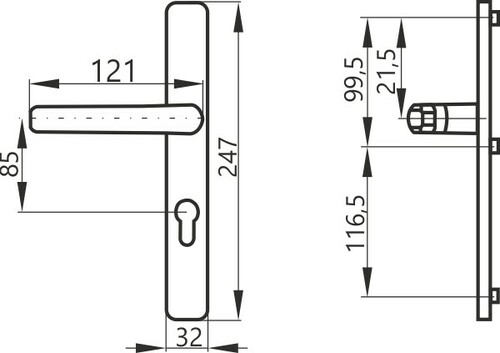 Klamka do drzwi 85 WB SATURN brązowa 32/247 2