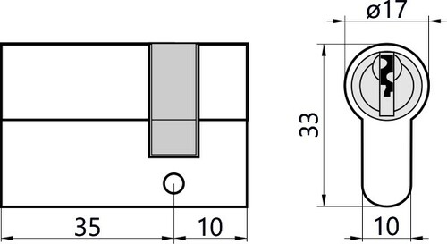 Wkładka do drzwi do zamka F5 35/10 ISEO jednostronna nikiel 2