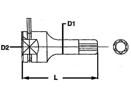 Nasadka trzpieniowa maszynowa TX - chwyt kwadratowy 1/2'' TX15 2