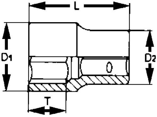 Nasadka 6-kątna nierdzewna z chwytem 1/2'' 14 mm 2