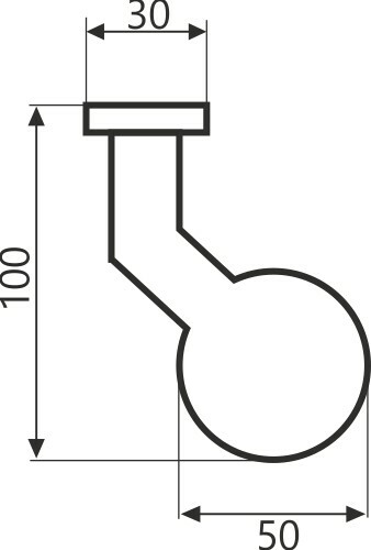 Gałka-stała kula odgięta szyld owalny INOX 2