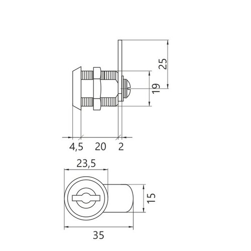 Zamek kasetowy 19/20 mm z ryglem SISO 1920 2