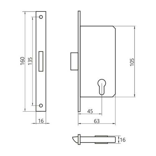 Zamek do drzwi WB KFV 50PZ 2