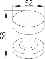 Gałko-gałka obrotowa/stała płaska szyld okrągły inox 2