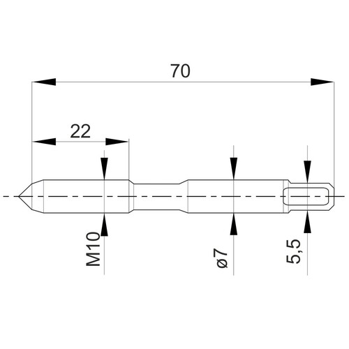 Gwintownik maszynowy krótki M10 DIN-352 HSS 1 szt. FANAR 2