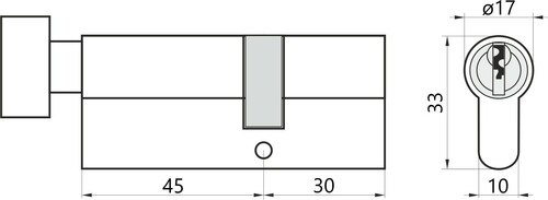Wkładka bębenkowa 45g/30 ARES mosiądz 5kl. BLT 2