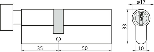 Wkładka do drzwi do zamka 30g/50 LOB Ares z gałką system Z.194 mosiądz 2