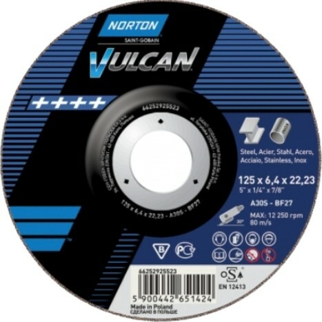 Pakiet 30 tarcz NORTON VULCAN 125x6.4 stal/inox 2