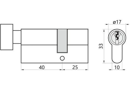 Wkładka do drzwi do zamka 40g/25 M&D A2 z gałką 2