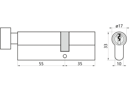 Wkładka do drzwi do zamka 55g/35 M&D A2 z gałką 2