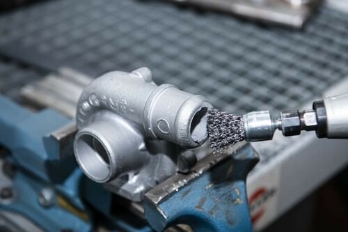 Szczotka pędzelkowa na trzpieniu, drut splatany BPS 600 W fi35 inox 2