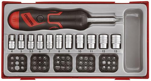 64-elementowy zestaw wkrętaka z grotami wymiennymi, Teng Tools TTMDRT64 2