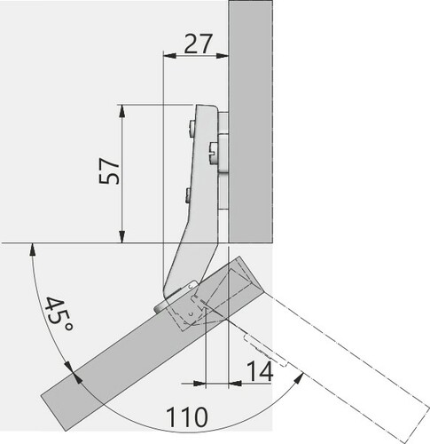 GTV Zawias meblowy 45 z prowadnikiem 2