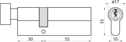 Wkładka do drzwi do zamka 35g/55 z gałką Gerda E1 2