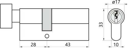 Wkładka do drzwi do zamka 28g/43 z gałką Gerda E1 4