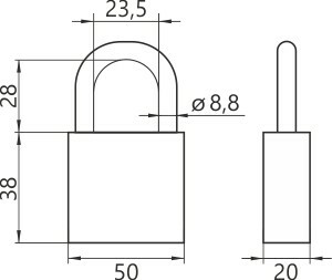 Kłódka stalowa pałąkowa KSP 50 GERDA BARREL 2