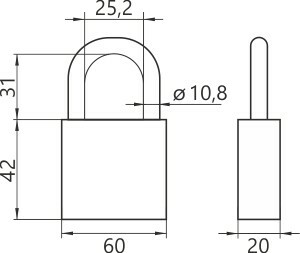 Kłódka stalowa pałąkowa KSP 60 GERDA BARREL 2