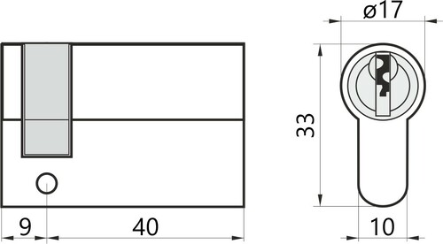 Wkładka bębenkowa do zamka do drzwi 9/40 M&D czarna 2