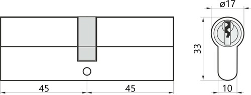 Wkładka bębenkowa do zamka do drzwi 45/45 M&D czarna 2