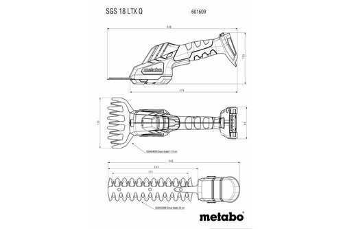 Nożyce akumulatorowe do trawy i krzewów SGS 18 LTXQ b/aku METABO 10