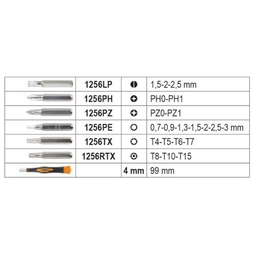 Zestaw bitów mikro 4 mm z uchwytem w plastikowej kasecie 22 szt. BETA WORKER 2