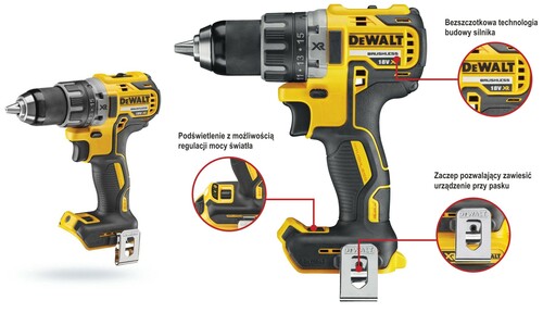Wiertarko-wkrętarka XR 18V Li-Ion b/aku + walizka DeWALT DCD791NT-XJ 3