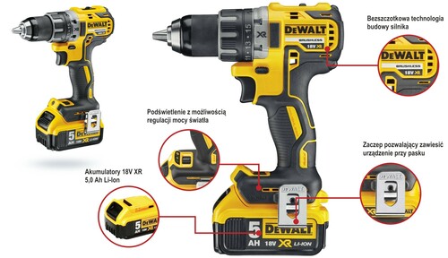 Wiertarko-wkrętarka XR 18V 2 aku 5Ah Li-Ion + walizka DeWALT DCD791P2-QW 4
