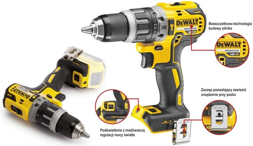 Wiertarko-wkrętarka z udarem XR 18 V b/aku DeWALT DCD796N 9