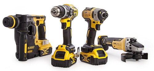 Zestaw 4 narzędzi + 3x5Ah + ładowarka + 2 kufry DeWALT DCK422P3 9