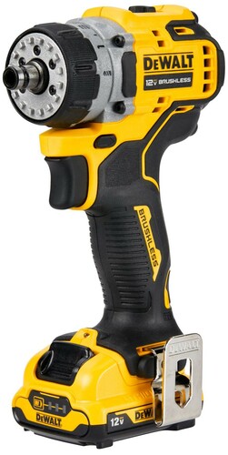 Wiertarko-wkrętarka 12V z wymiennymi głowicami 57Nm b/aku + walizka DeWALT DCD703NT 4