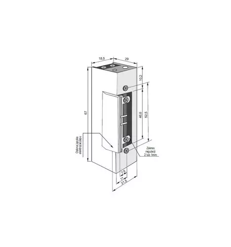 Elektrozaczep podstawowy 12-24V AC/DC Łucznik Lockpol 1410RFT 7