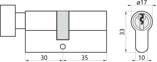 Wkładka bębenkowa z atestem do drzwi do zamka 30G/35 z gałką Gerda EVO 4