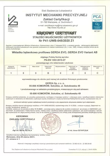 Wkładka bębenkowa z atestem do drzwi do zamka 40G/55 z gałką Gerda EVO 5