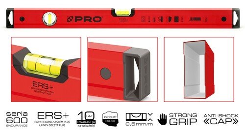 Poziomnica malowana poziom-pion 40 cm PRO600 ENDURANCE 3-01-01-A1 2