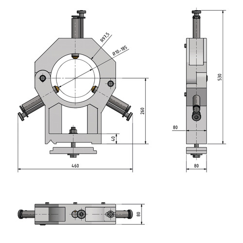 Stałe, stabilne oparcie Optimum przejście 10 - 185 mm do TX5216 2